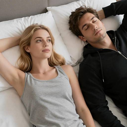 Intimate Moment on Soft Pillows