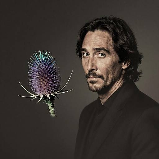 Prickly Keanu Reeves with Blooming Thistle