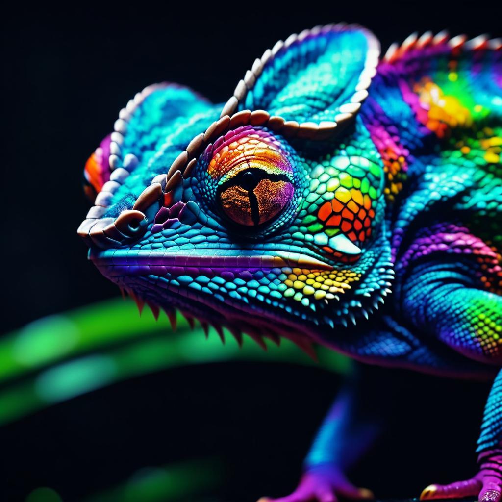 Colorful Chameleon in Cinematic Macro Shot