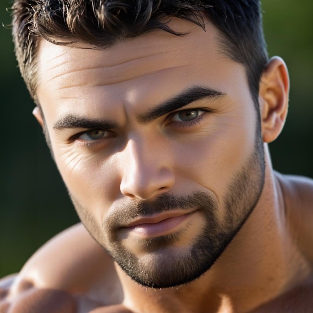 Rugged Close-Up of a Muscular Man