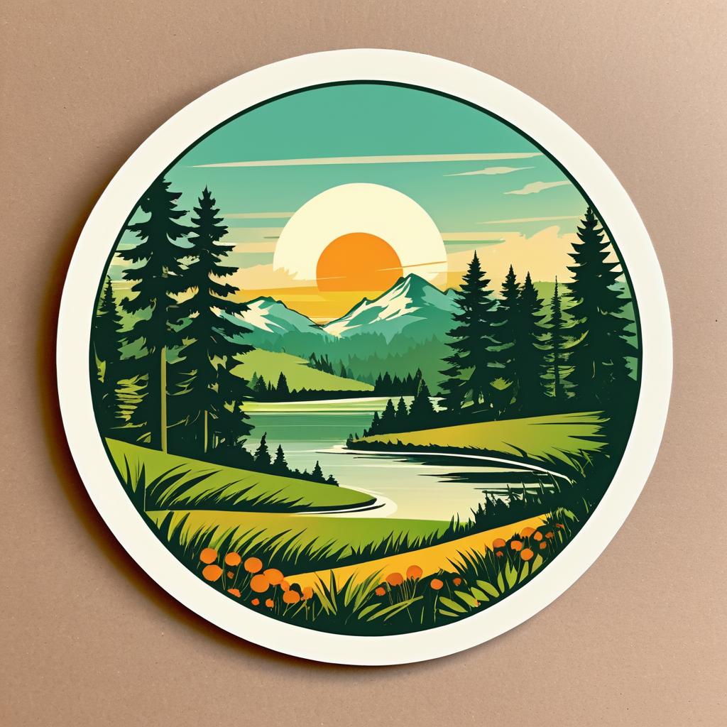 Vintage Nature Die Cut Sticker Design