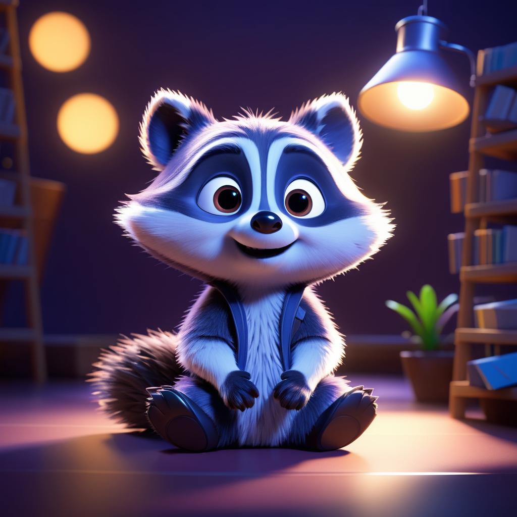 Whimsical 3D Raccoon Character Design