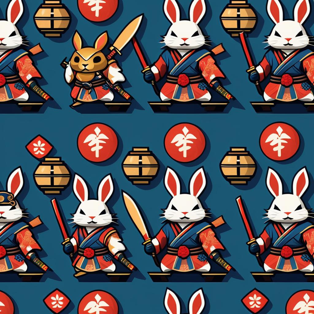 Japanese Rabbit Samurai Game Asset Design