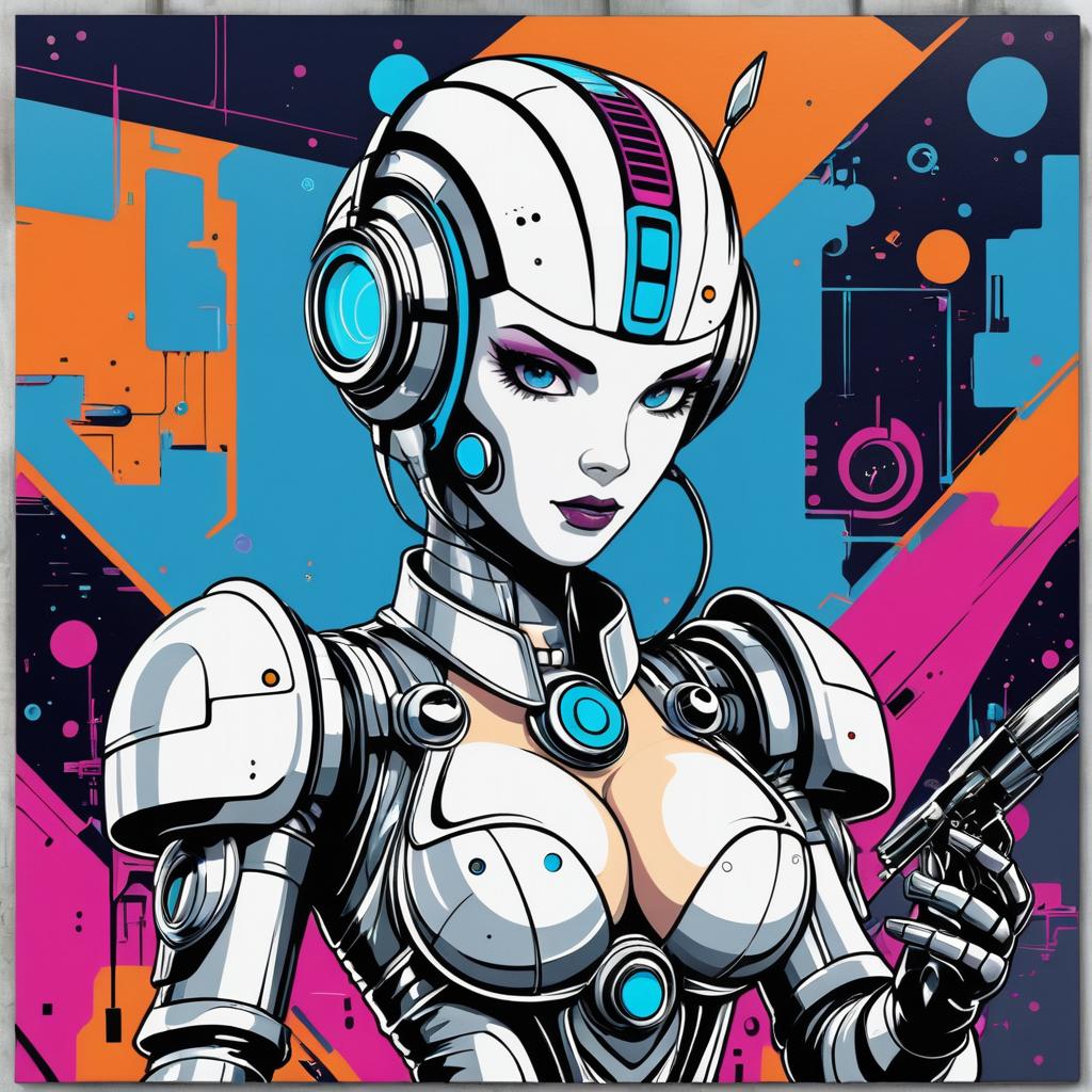 Retro Sci-Fi Robot Graffiti Character