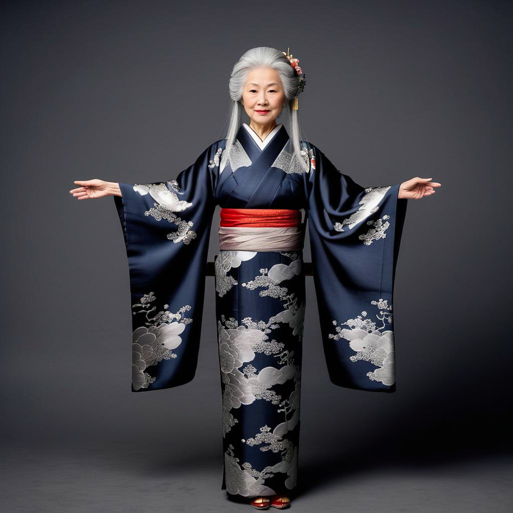 Graceful Elderly Woman in Vintage Dress