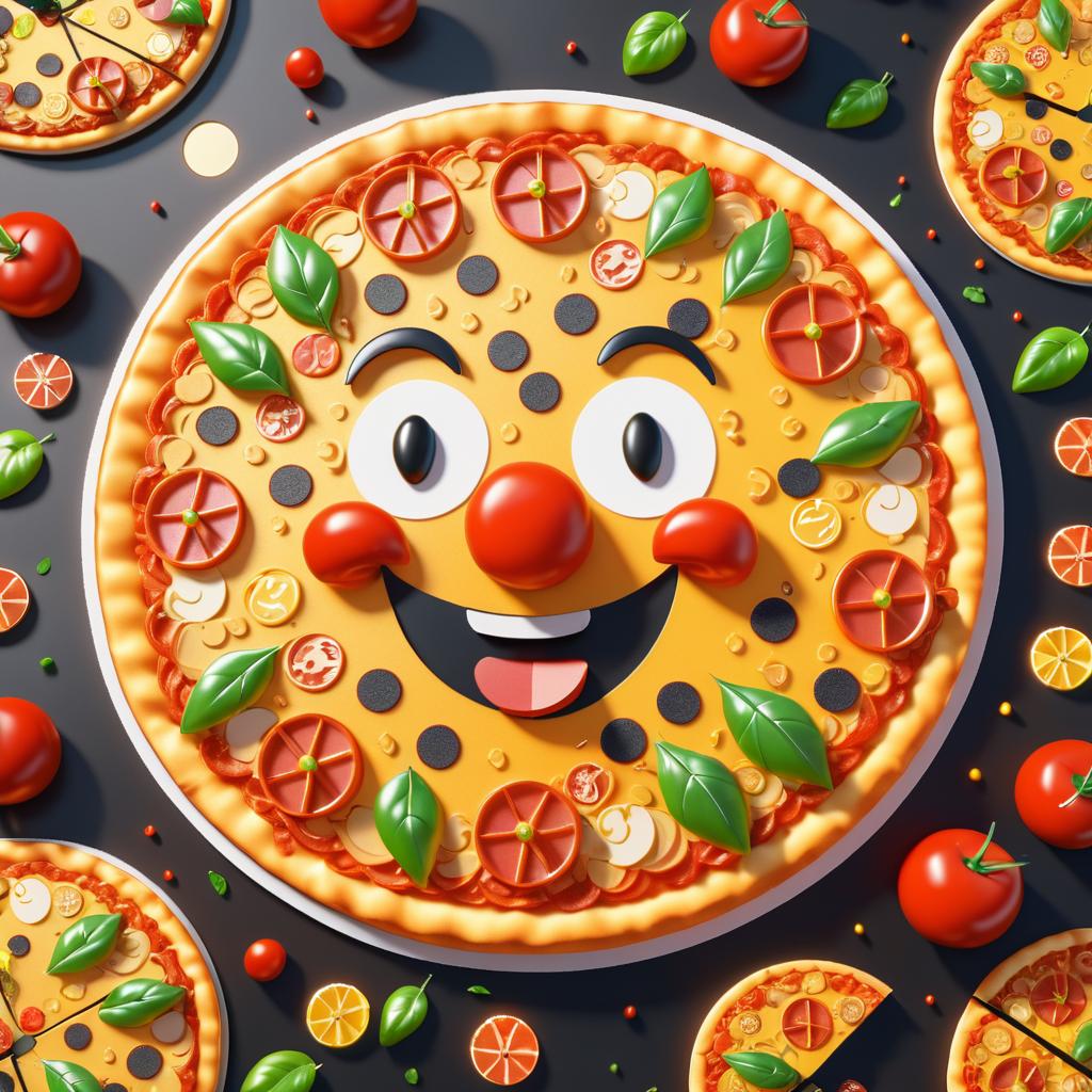 Joyful Pizza Art in a Sunny Scene