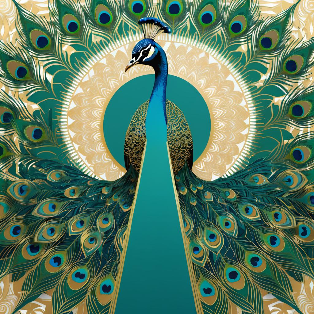 Vibrant Neo-Pop Peacock Illustration