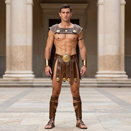 Shirtless Roman Gladiator in Costume