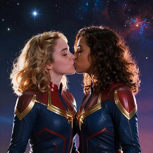 Captain Marvel Romantic Starry Kiss