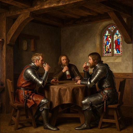 Medieval Tavern Knight and Minstrel