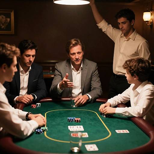 Intense Bar Scene with Poker Game