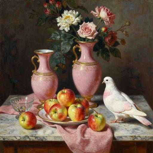 Tempera Still Life with Rose Vases