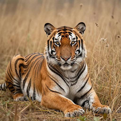 Majestic Bengal Tiger in Tall Grass