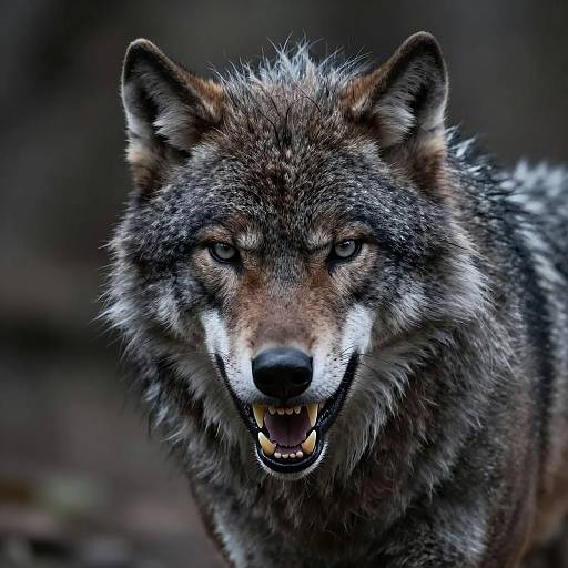 Intense Close-Up of a Snarling Werewolf