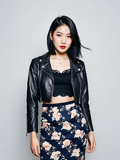 Asian Woman in Edgy Chic Outfit