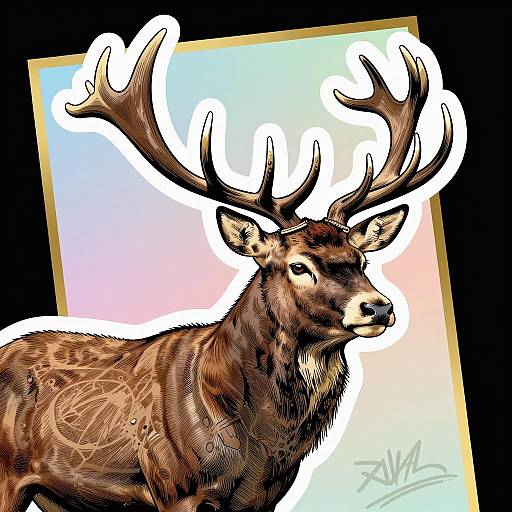 Majestic Stag in Art Nouveau Style