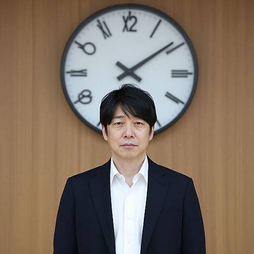 Man in Black Jacket by Clock