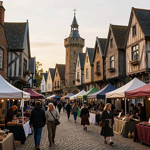 Medieval Fantasy Town Market Scene