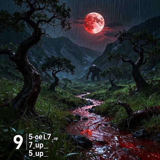 Cinematic Horror in a Blood-Red Landscape