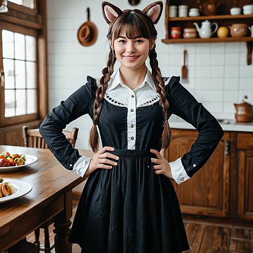 Smiling Girl with Animal Ears Indoors