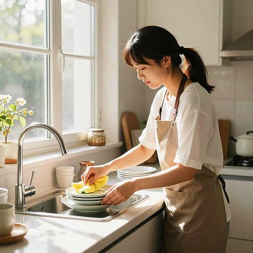 Household Assistant in Modern Kitchen