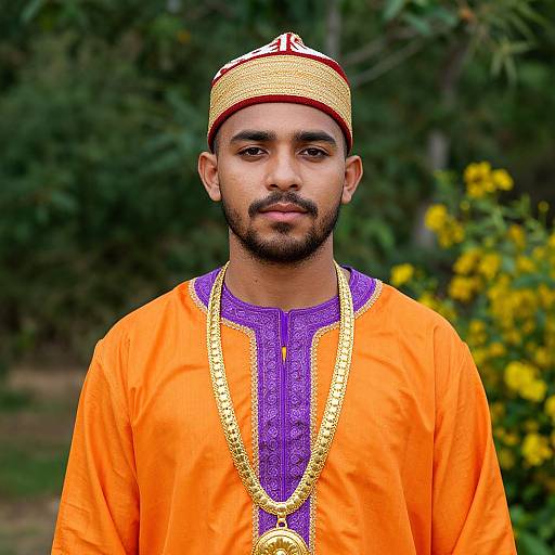 Bearded Man in Traditional Attire