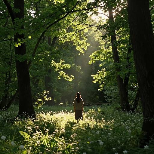 Serene Forest Clearing at Golden Hour