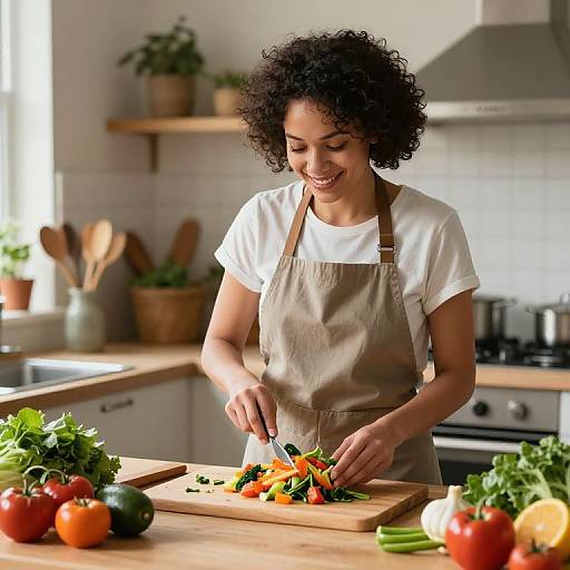 Vegan Teacher Preparing Colorful Meal