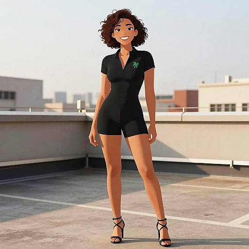 Sporty Elegant Woman on Rooftop
