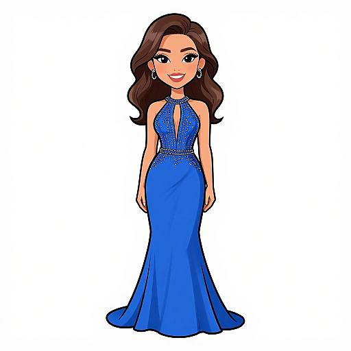 Elegant Woman in Bright Blue Gown