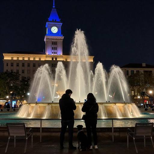 City Square Night Fountain Scene