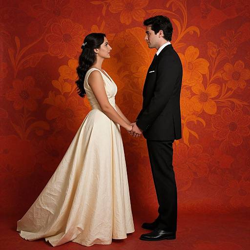 Elegant Couple Amid Vibrant Florals