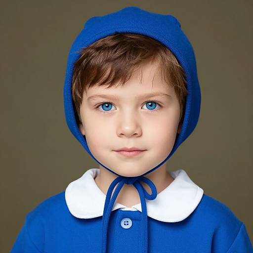 Boy in Blue Bonnet and Outfit