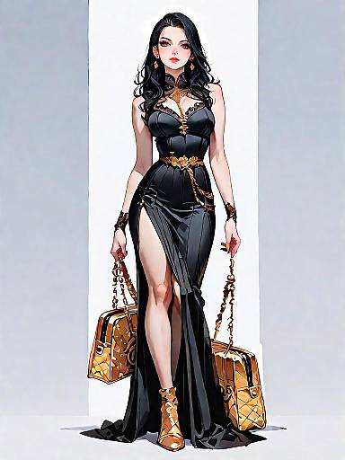 Elegant Woman in Evening Wear Illustration