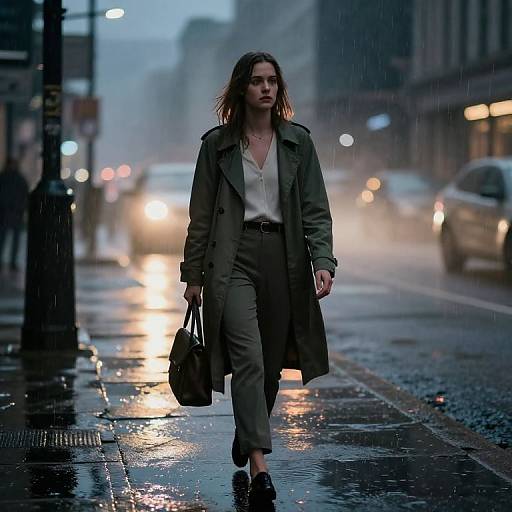 Natalia Dyer in Rainy Urban Evening