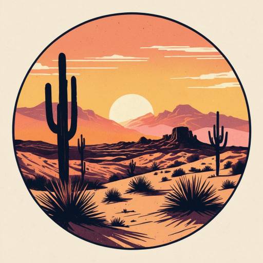 Retro Desert Sunset Illustration