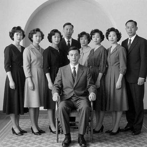 Formal Family Portrait in Black and White