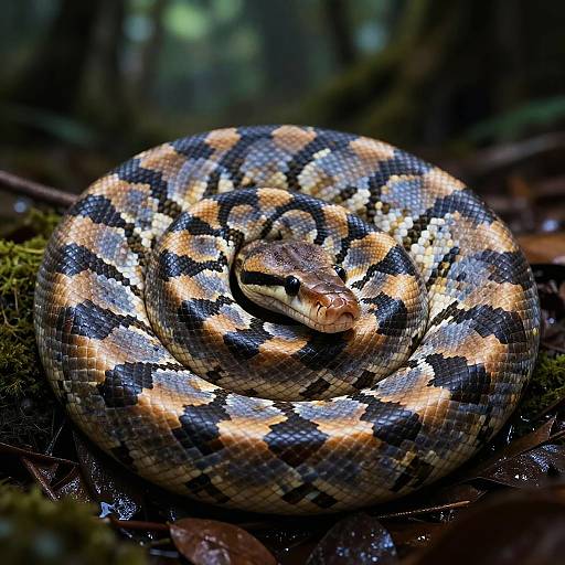 Rainbow Python Spiral in Rainforest