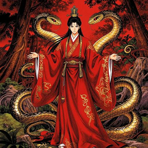 Regal Figure in Mystical Red Robe