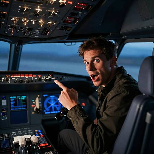 Intense Pilot in Vibrant Cockpit Scene