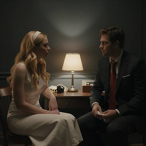 Intense Encounter in a Dimly Lit Room