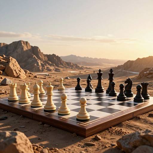 Colossal Chessboard in Mountain Landscape