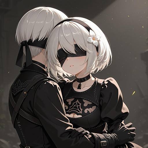 Illustration of 9s (nier:automata), nier (series) in the style of Chocomiru