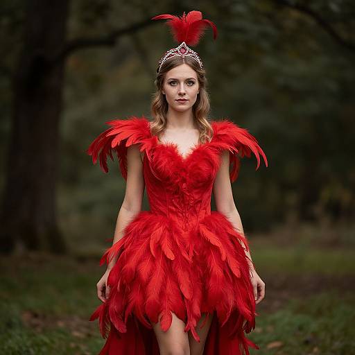 Yennefer Feathered Outfit in Red