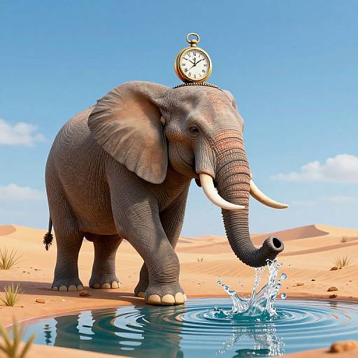 Majestic Elephant in Surreal Desert