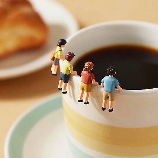 Dekopin Figures on Colorful Coffee Cup