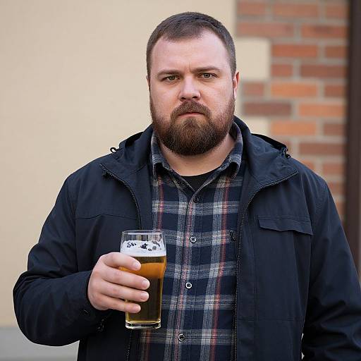 Bearded Man Holding Beer Glass