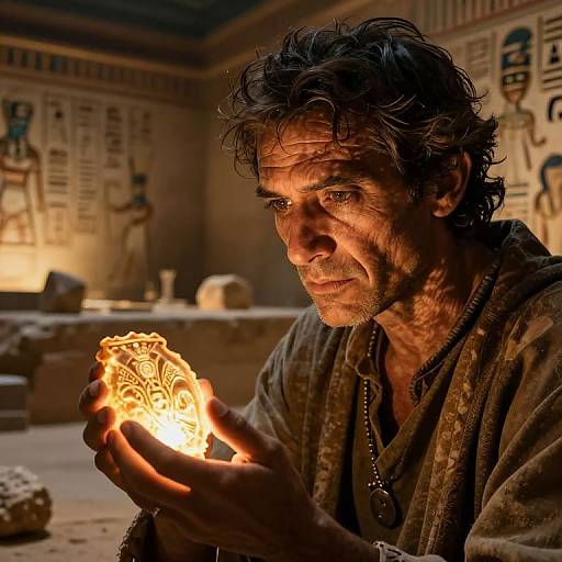 Hyperrealistic Archaeologist Portrait with Artifact