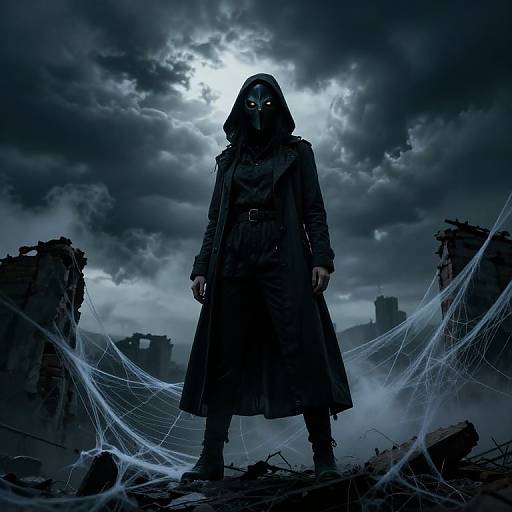 Female Plague Doctor on Ruined Web