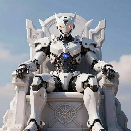 God in Black and White Mechanical Armor